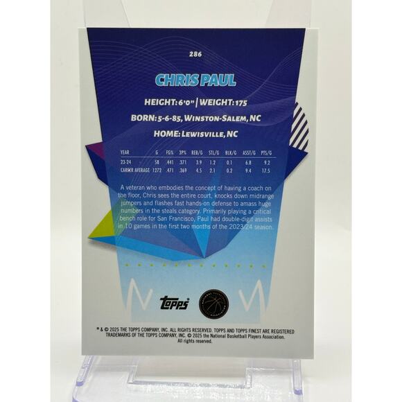 2024-25 Topps Finest Chris Paul Gold Refractor 15/15 SP San Antonio Spurs - Picture 2 of 2